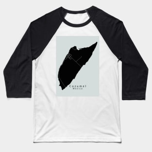 Cozumel Mexico Island Map dark Baseball T-Shirt